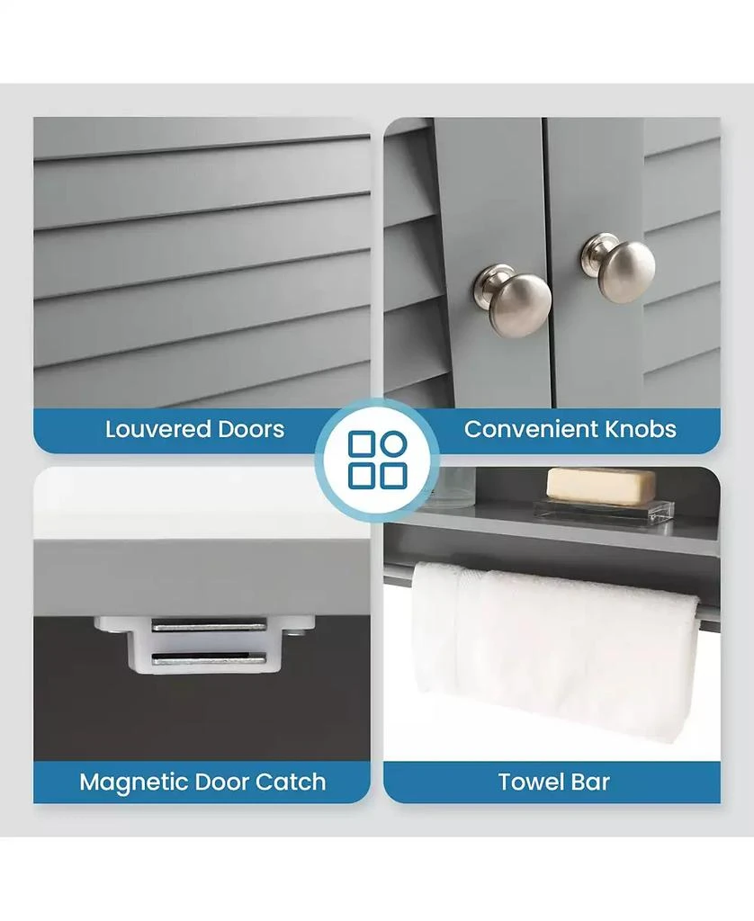 Volenca 2-Doors Bathroom Wall-Mounted Medicine Cabinet with Towel Bar 4