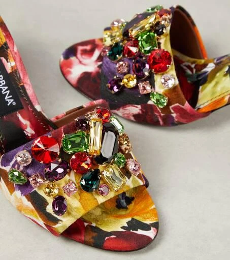 Dolce 
Gabbana Rhinestone-embellished floral satin mules 6