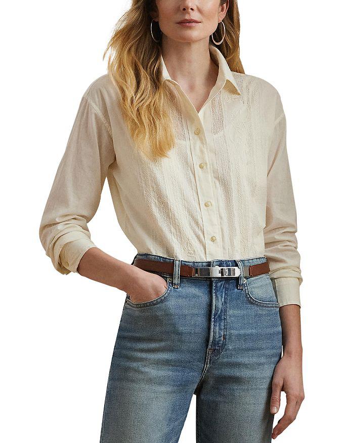 Ralph Lauren Lace Trim Cotton Voile Shirt