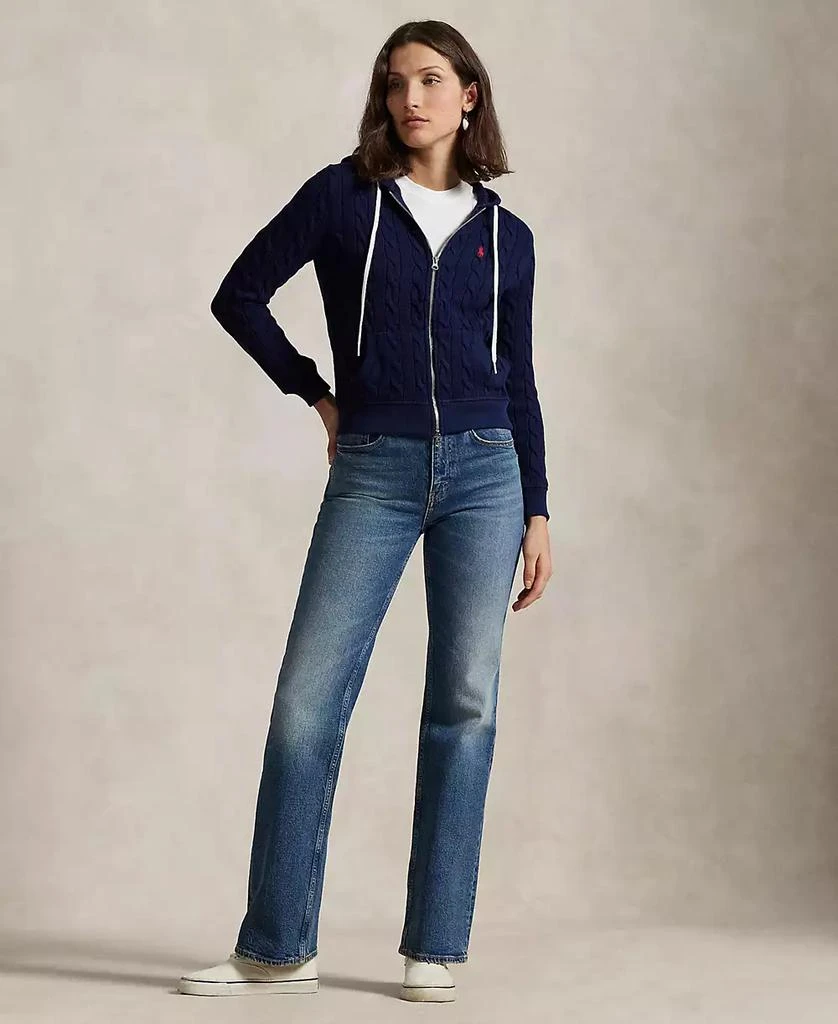 Ralph Lauren Women's Cable-Knit Cotton Full-Zip Hoodie Sweater 3