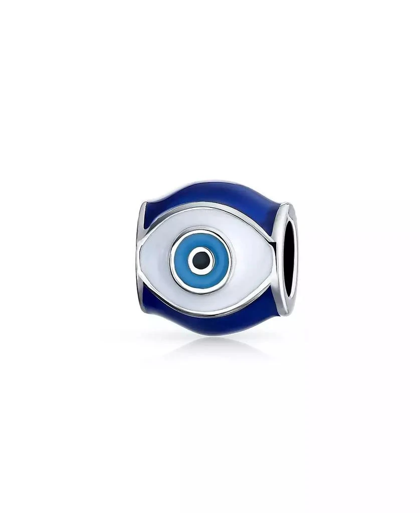 Bling Jewelry Spiritual Amulet Good Luck Blue Enamel Evil Eye Charm Barrel Bead Sterling Silver Fits European Bracelet