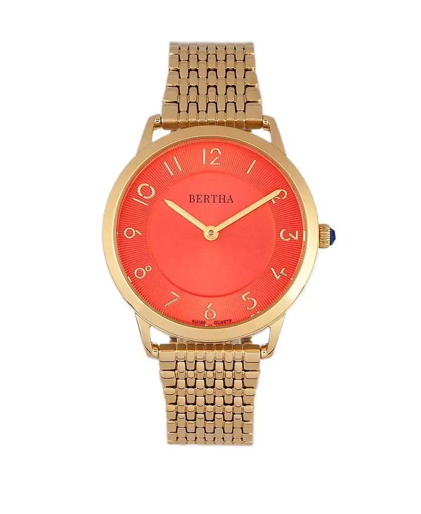 BERTHA Quartz Abby Collection Gold And Red Stainless Steel Watch 33Mm 1