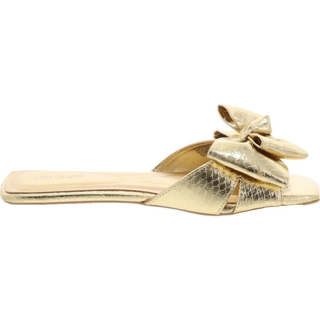 On 34th JAZMINN Womens Faux Leather Bow Slide Sandals 3