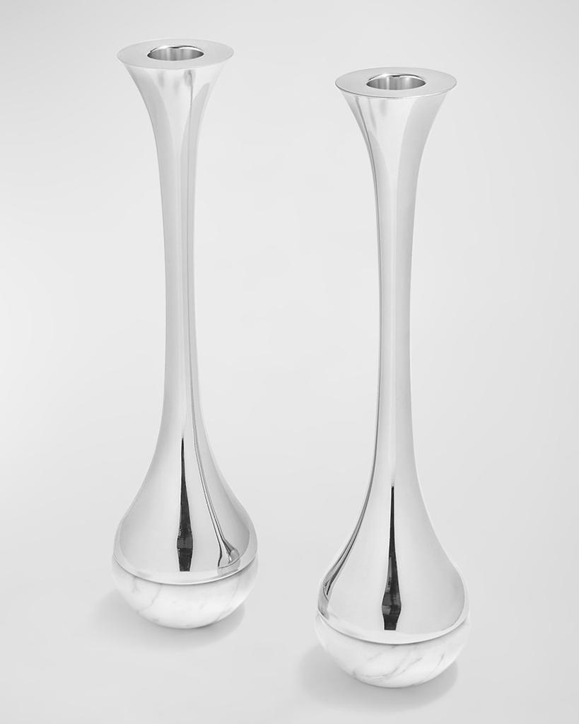 ANNA New York Marble & Silver Dual Candleholders, Set of 2