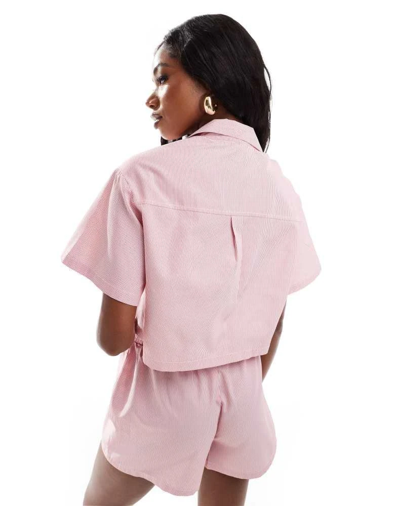Extro & Vert Extro & Vert pinstripe shirt co-ord in red 4