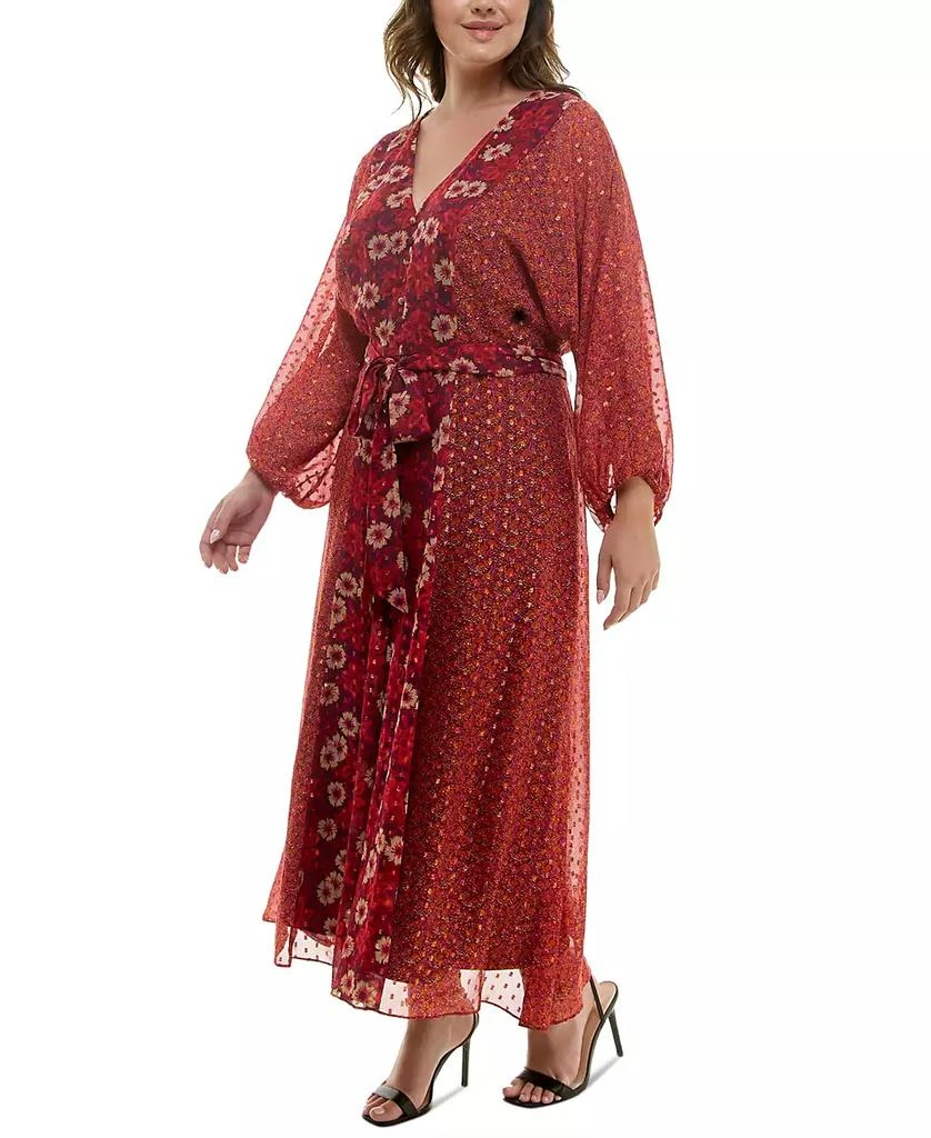Taylor Plus Size Floral Chiffon Tie-Waist Maxi Dress 3