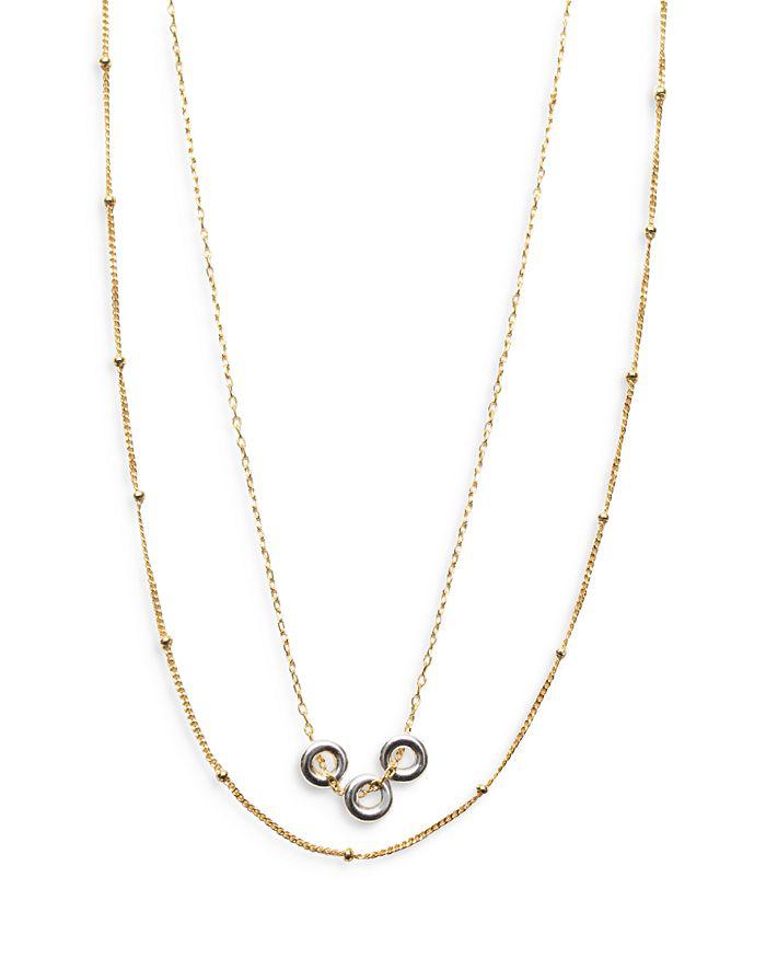 Argento Vivo 18K Gold Plated Sterling Silver Ring Pendant Layered Necklace, 18"