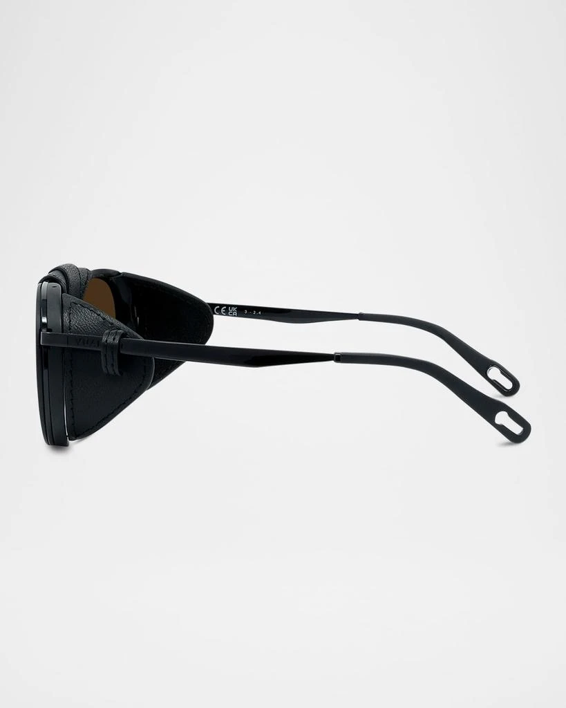 Vuarnet Men's Glacier 02 Titanium Round Sunglasses with Side Shields and Cord 4