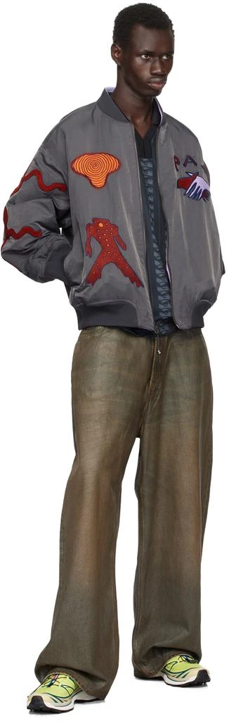 Perks and Mini Gray & Purple Susumu Mukai Edition Markings Reversible Bomber Jacket 4