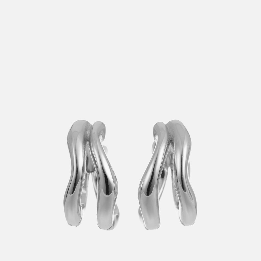 ASTRID & MIYU Astrid & Miyu Molten Sterling Silver Duo Huggie Earrings