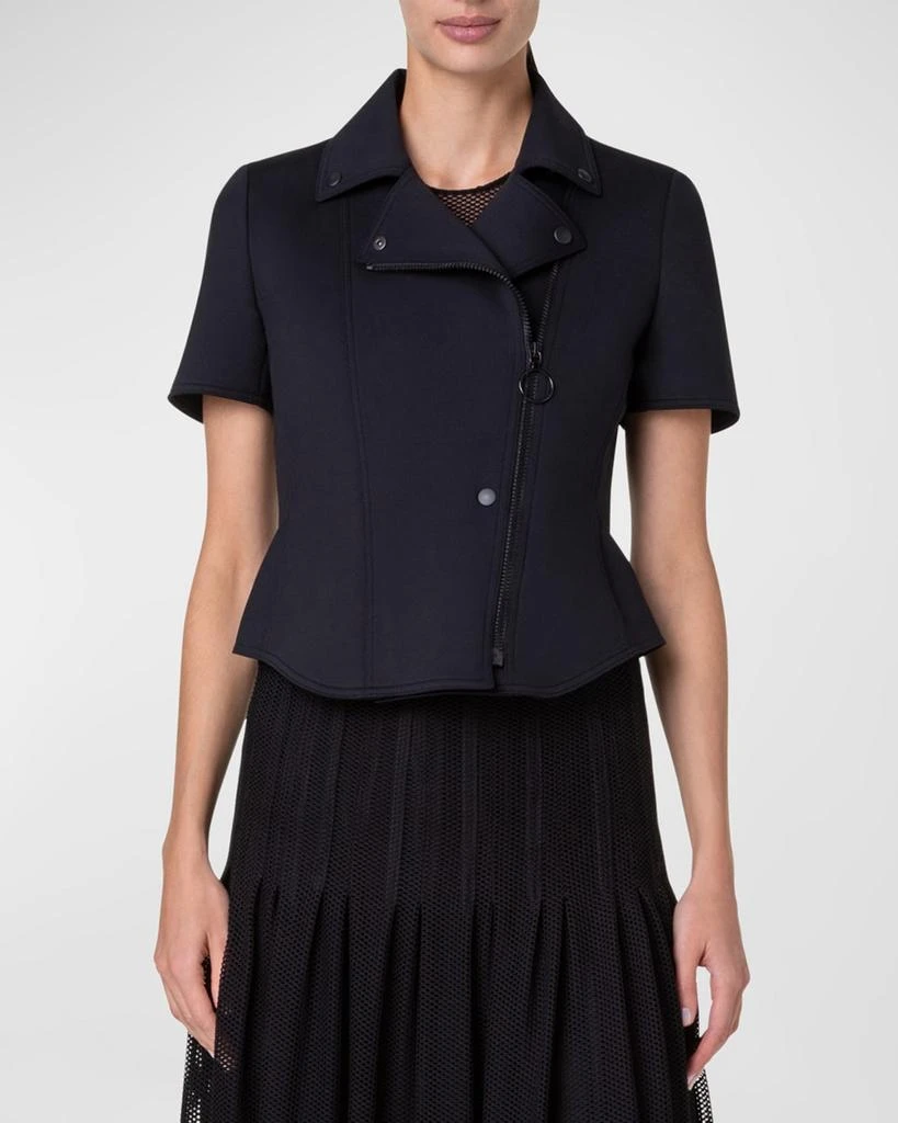Akris Short-Sleeve Fitted Neoprene Biker Jacket 4