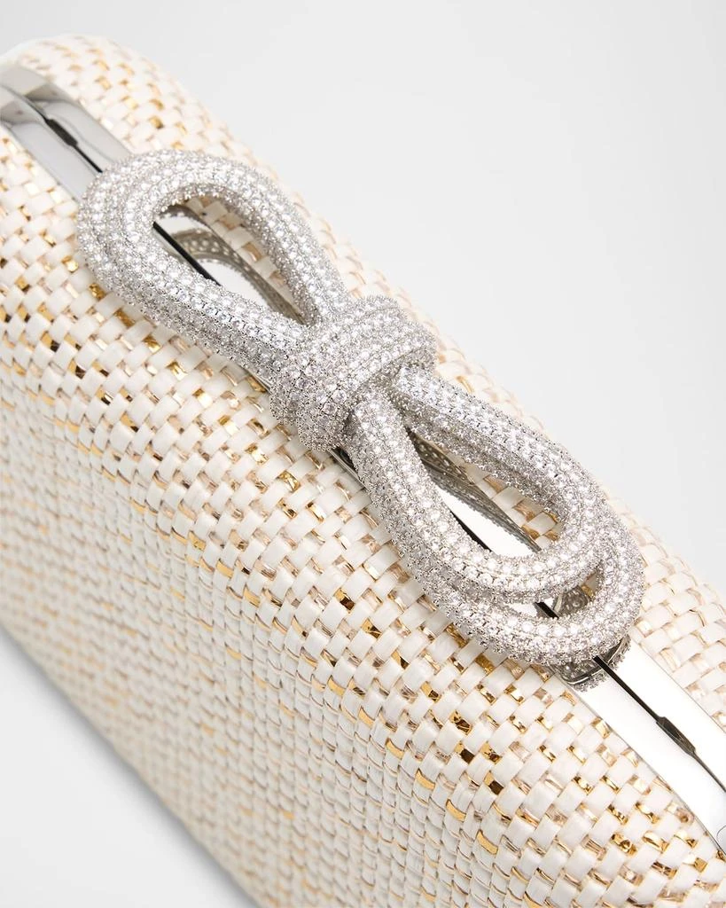 Mach 
Mach Double Crystal Bow Woven Raffia Clutch Bag 5