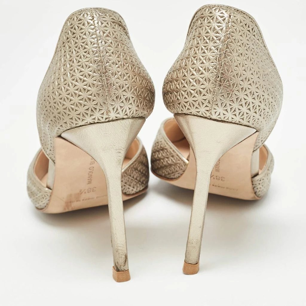 Manolo Blahnik Manolo Blahnik Metallic Textured Leather D'orsay Pointed Toe Pumps Size 38.5 5