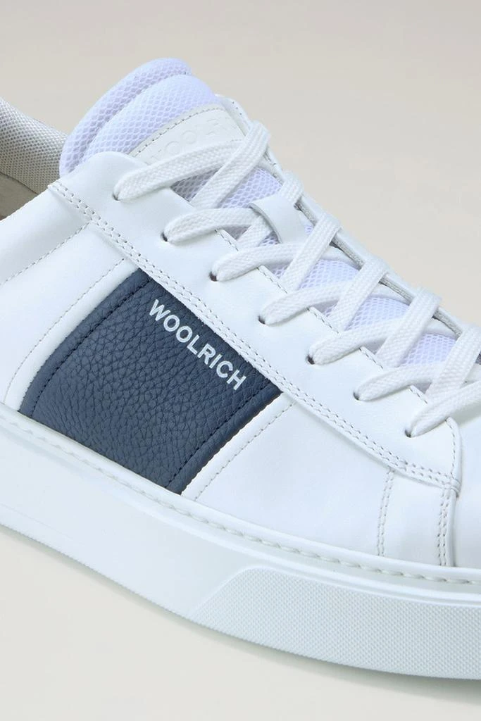 WO-FOOTWEAR Classic Court Sneakers in Leather with Contrasting Trim - Men - Blue 5