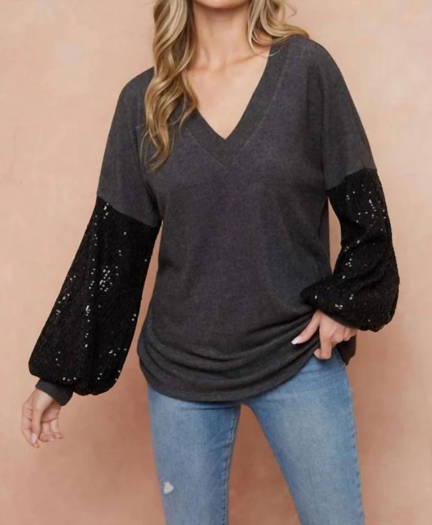 LTX Sportswear Ltx Sportswear - Sequin Sleeve Top 1