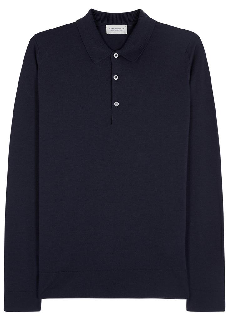 JOHN SMEDLEY Finchley Long-sleeve Polo ④ John Smedley Long Sleeve Polo Finchley John Smedley's Sea Island