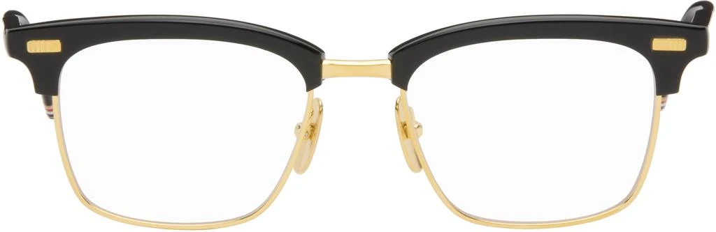 Thom Browne Gold 
Black Acetate and Titanium Glasses 1