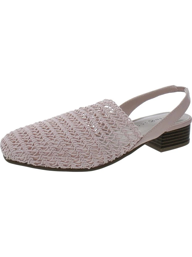 Karen Scott Carlton Womens Crochet Stacked Heel Slingback Sandals 8