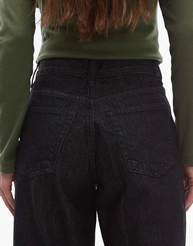 Topshop Topshop mid rise loose fit jean in black ecru 5