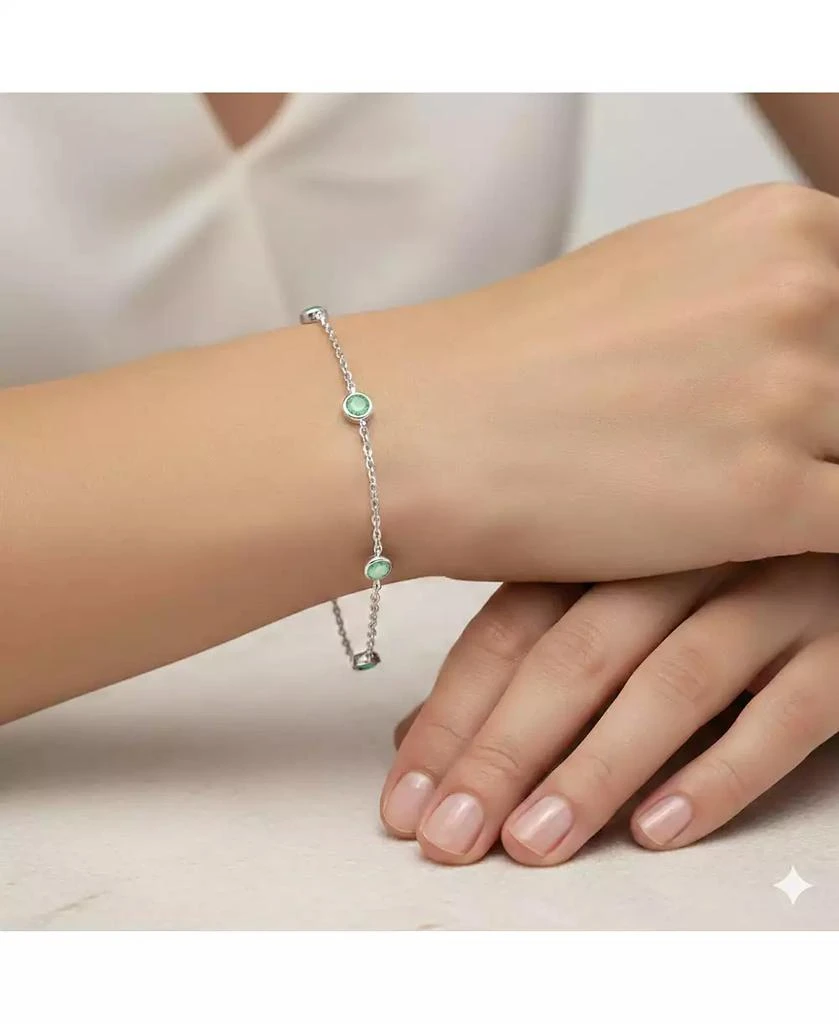 Simona Sterling Silver, Round Bezel-Set Gemstone By The Yard Birthstone Bracelet 3