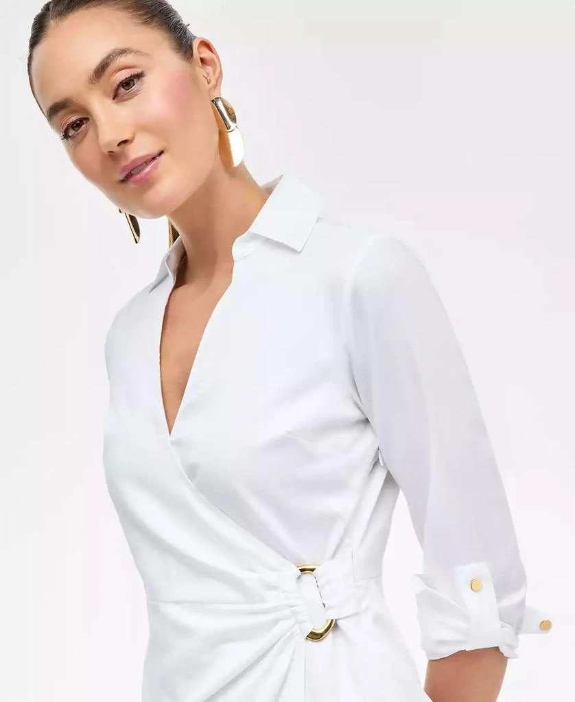 INC International Women's Hardware-Trim Cotton Faux-Wrap Dress, Exclusively at Macy's 4