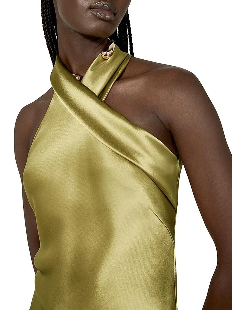 Galvan Pandora Satin Halterneck Midi-Dress 5