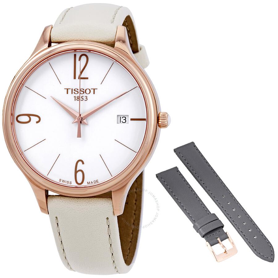 Tissot Bella Ora White Dial White Leather Ladies Watch T103.210.36.017.00