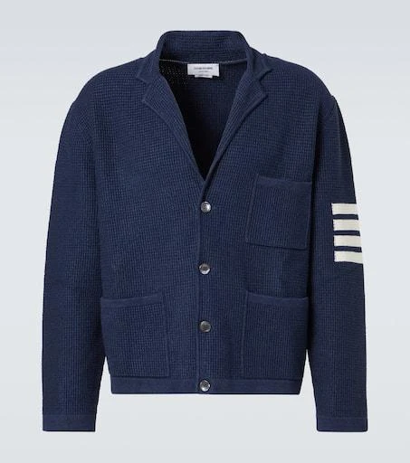Thom Browne 4-Bar linen and cotton-blend cardigan 1