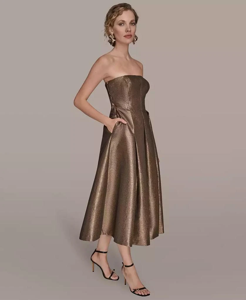 green emerald velvet dress Donna Karan Women's Mikado Strapless Sweetheart Ball Gown in Gold main image 1