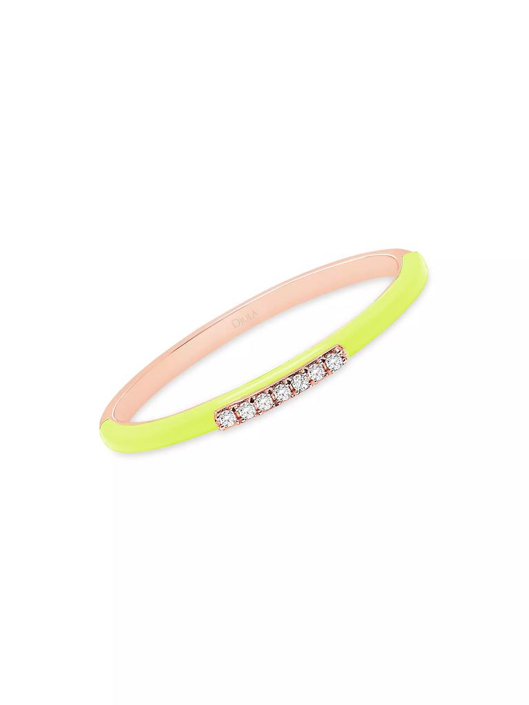 DJULA Marbella 14K Rose Gold, Yellow Enamel, & Diamond Ring