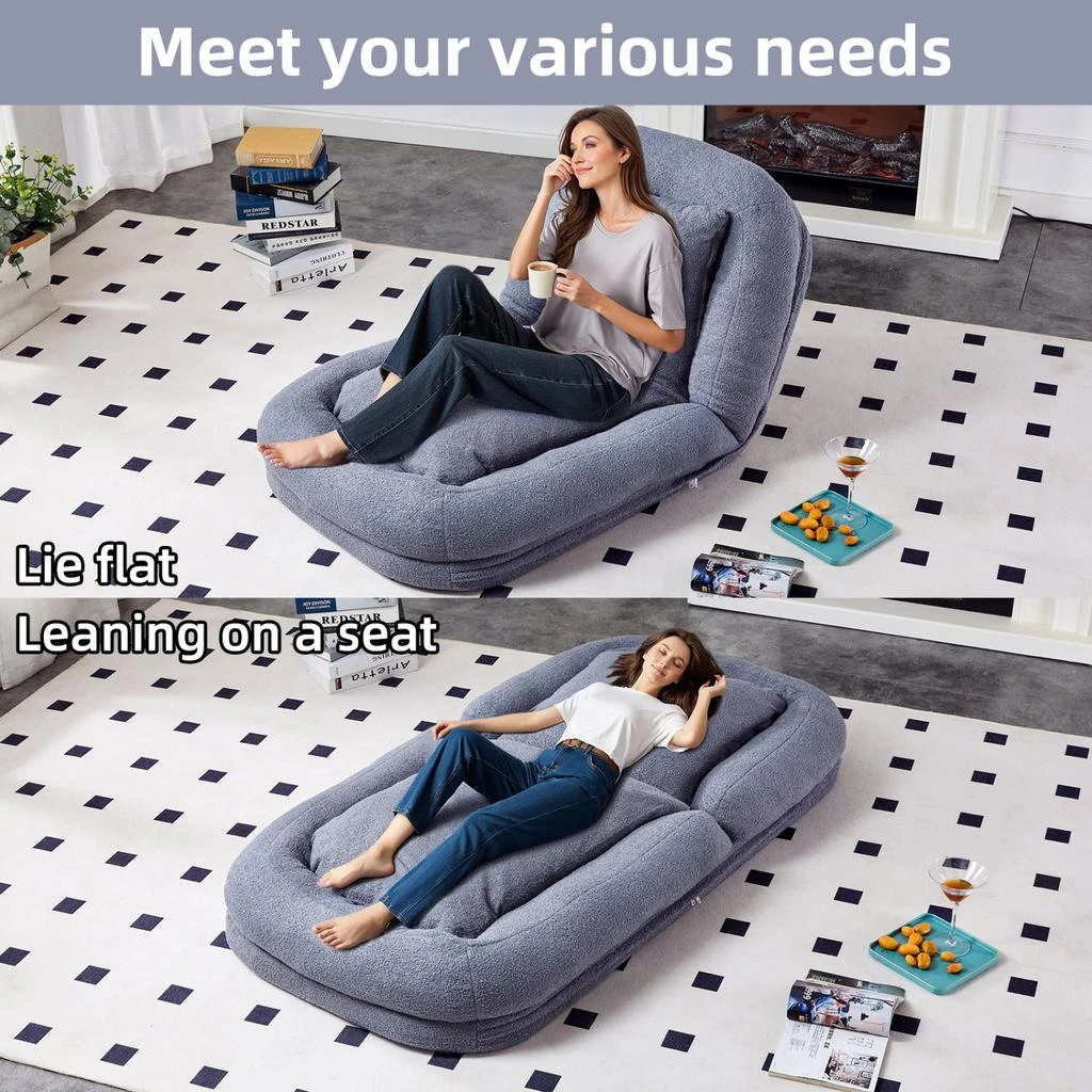 Streamdale Furniture Streamdale Folding Plush Floor Lounge Chair - Adjustable 3