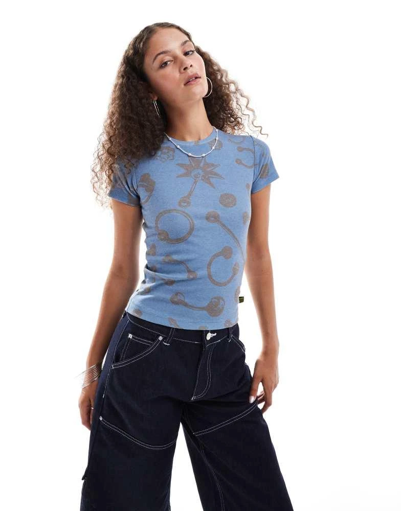 Basic Pleasure Mode Basic Pleasure Mode ouch shrunken t-shirt in blue 4