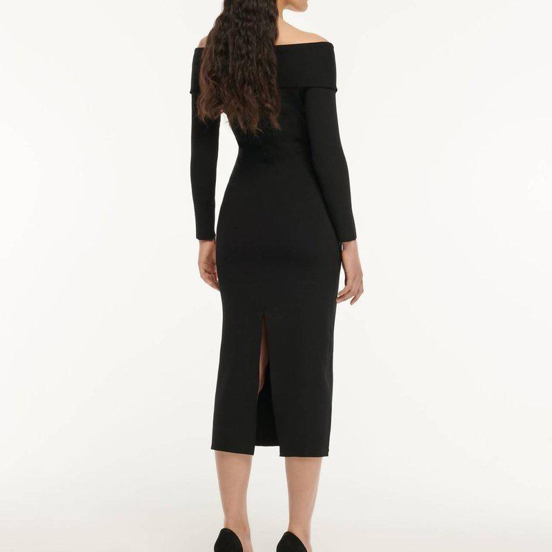 ROLAND MOURET Long Sleeve Flat Knit Midi Dress