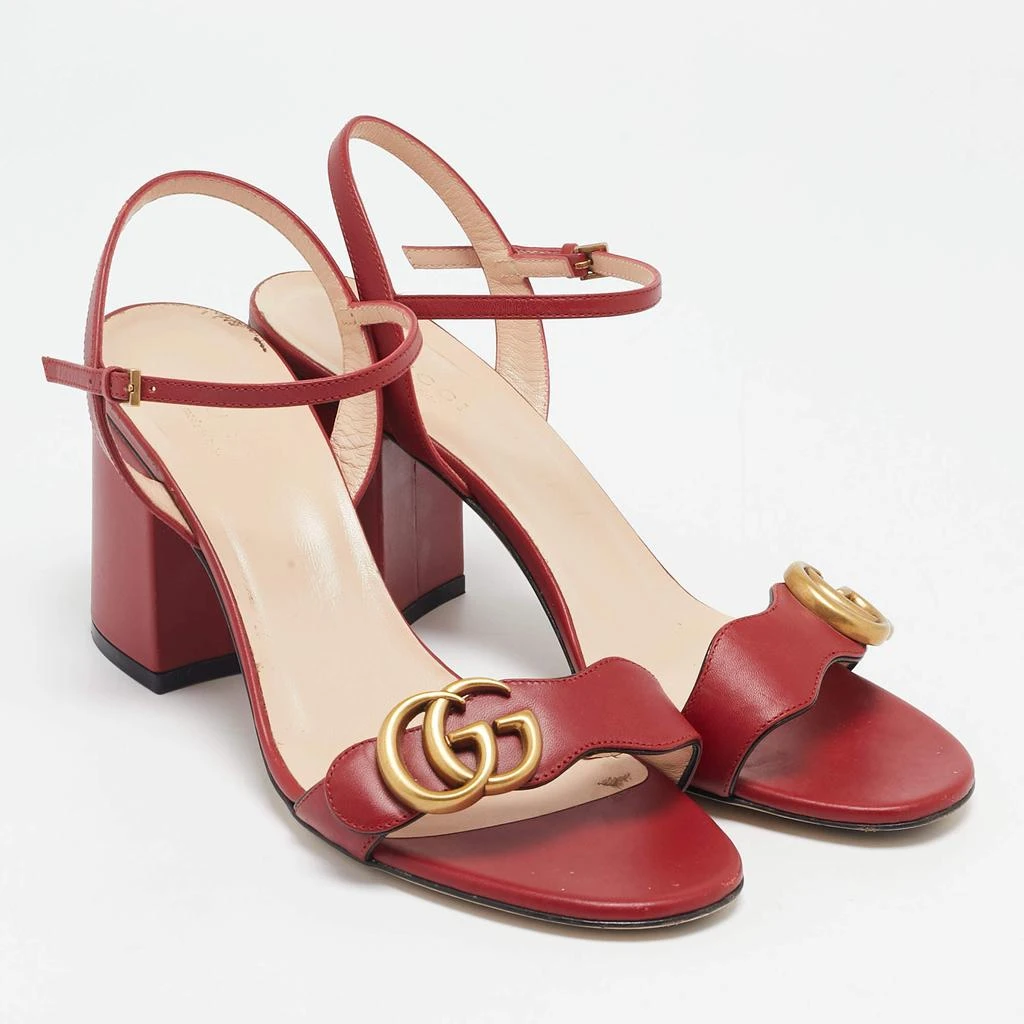 Gucci Gucci Red Leather GG Marmont Ankle Strap Sandals Size 38 4