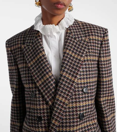 Yves Saint Laurent Houndstooth double-breasted wool blazer 4