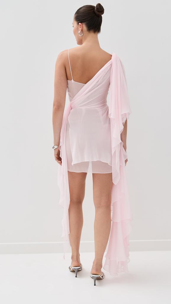 LaQuan Smith Asymmetrical Mini Dress with Ruffle Detail
