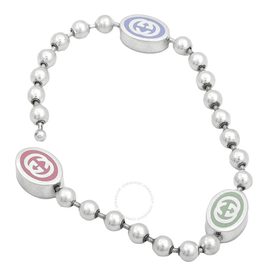Gucci Sterling Silver And Enamel Boule Chain Interlocking G Bracelet 3