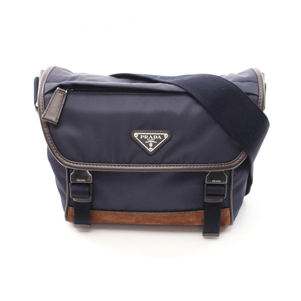 Prada Navy Nylon Suede Leather Shoulder Bag (Pre-Owned) 1