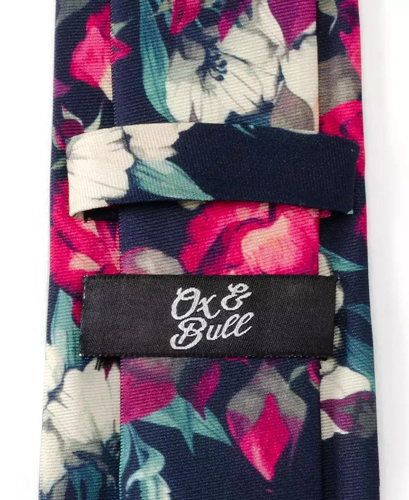 Ox and Bull Trading Co. Men's Painted Floral Silk Tie 4