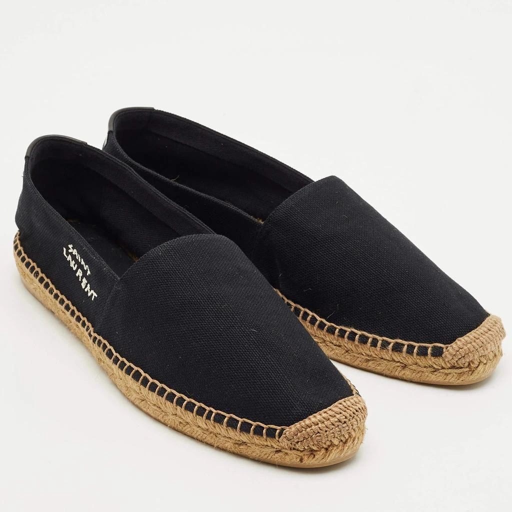 Yves Saint Laurent Saint Laurent Black Canvas Logo Embroidered Espadrilles Size 42 4