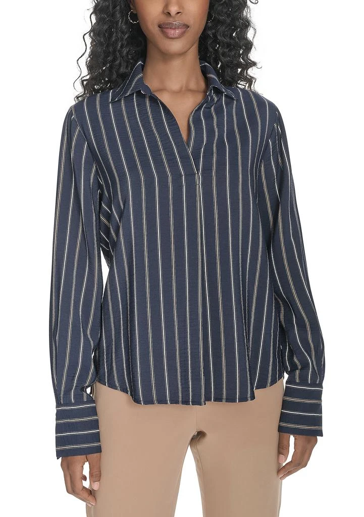 Tommy Hilfiger Women
s Long Sleeve Striped Popover Top