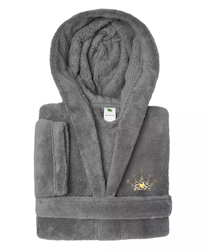 Linum Home Textiles Kids Cheetah Crown Super Plush Double Brushed Hooded Bathrobe 3