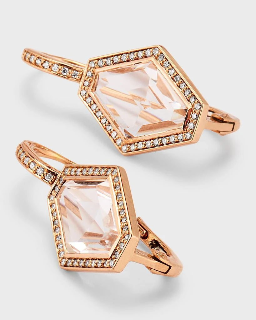 Walters Faith Bell 18K Rose Gold Diamond and Rock Crystal Hexagonal Earrings 3
