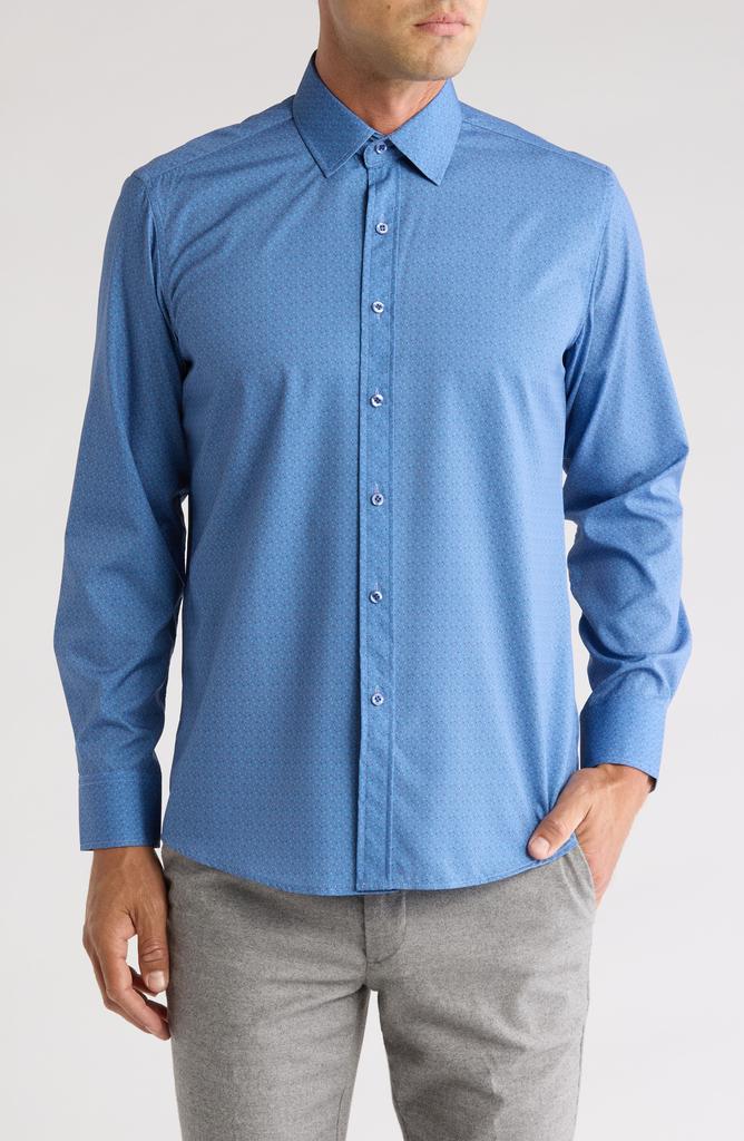 TR Premium Ditsy Print Stretch Button-Up Shirt