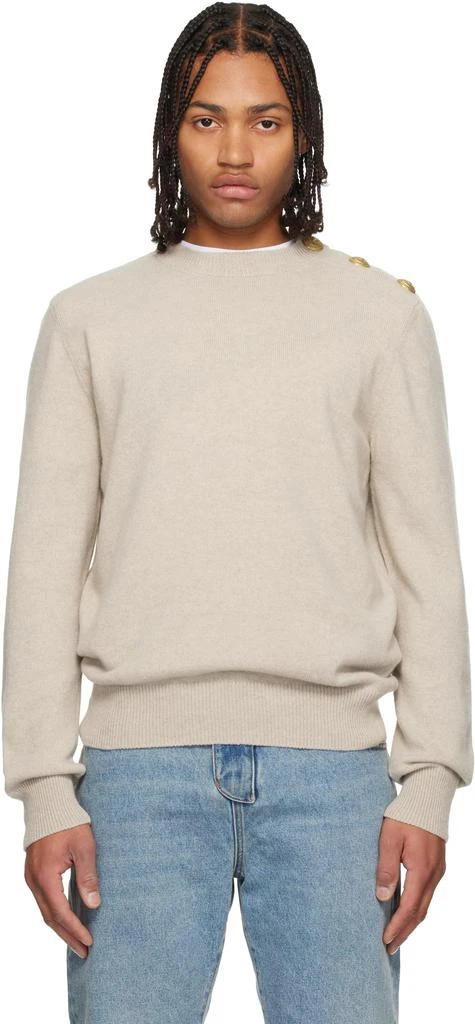Balmain Beige Eco-Cashmere Sweater 1