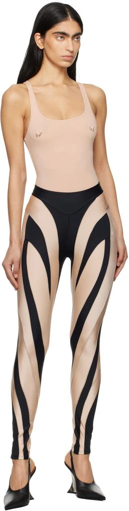 Mugler Black & Beige Spiral Leggings 4