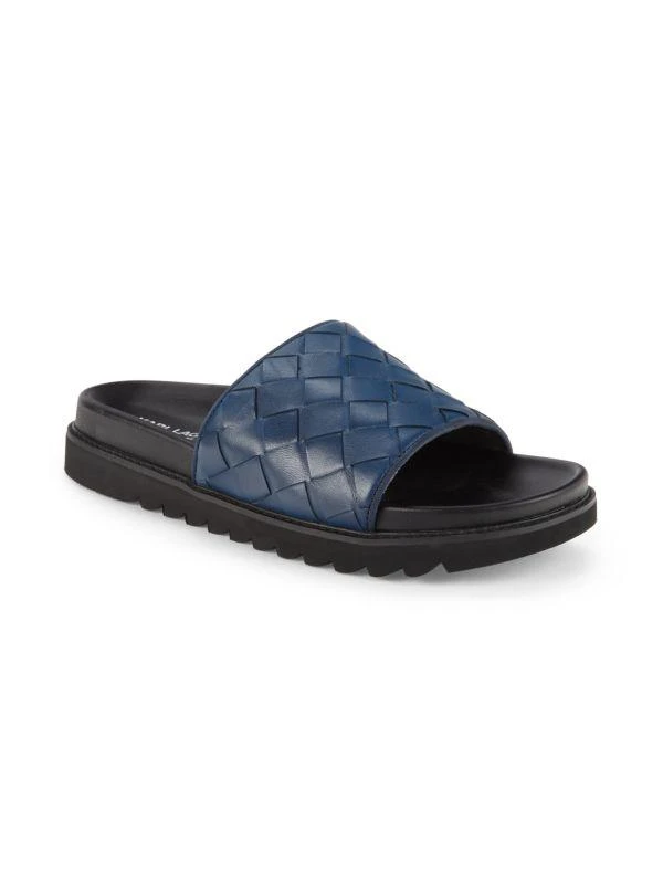 Karl Lagerfeld Paris Woven Leather Slides 2