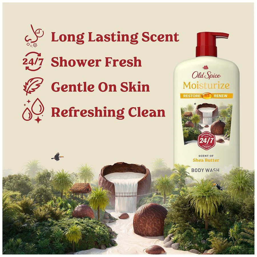 Old Spice Men's Body Wash Moisturize with Shea Butter, 24/7 Moisturization Fresh 3