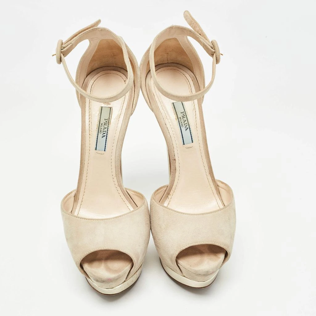 Prada Prada Beige Suede Platform Ankle Strap Sandals Size 38 3