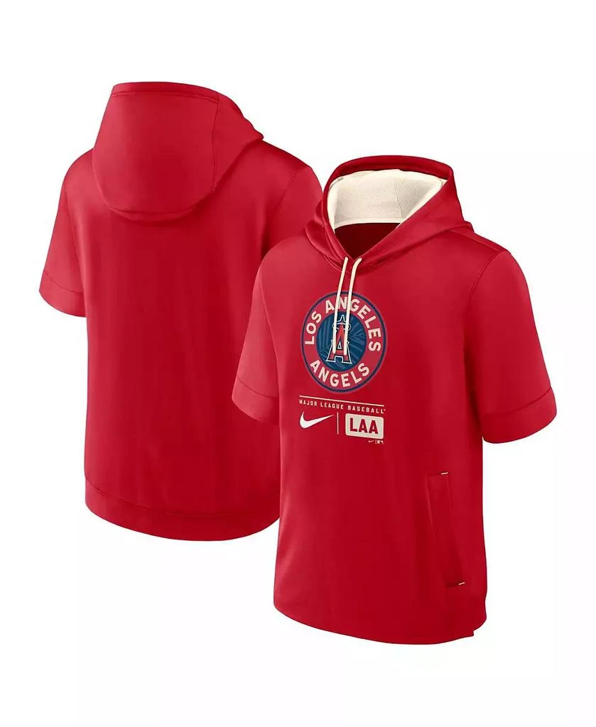 NIKE Men's Red Los Angeles Angels City Connect Color Block Short Sleeve Pullover Hoodie 1